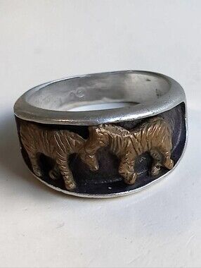 🦓 Navajo TED Ott sterling silver zebra ring